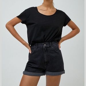 Pull&Bear Mom Fit Denim Shorts with Elastic Waist